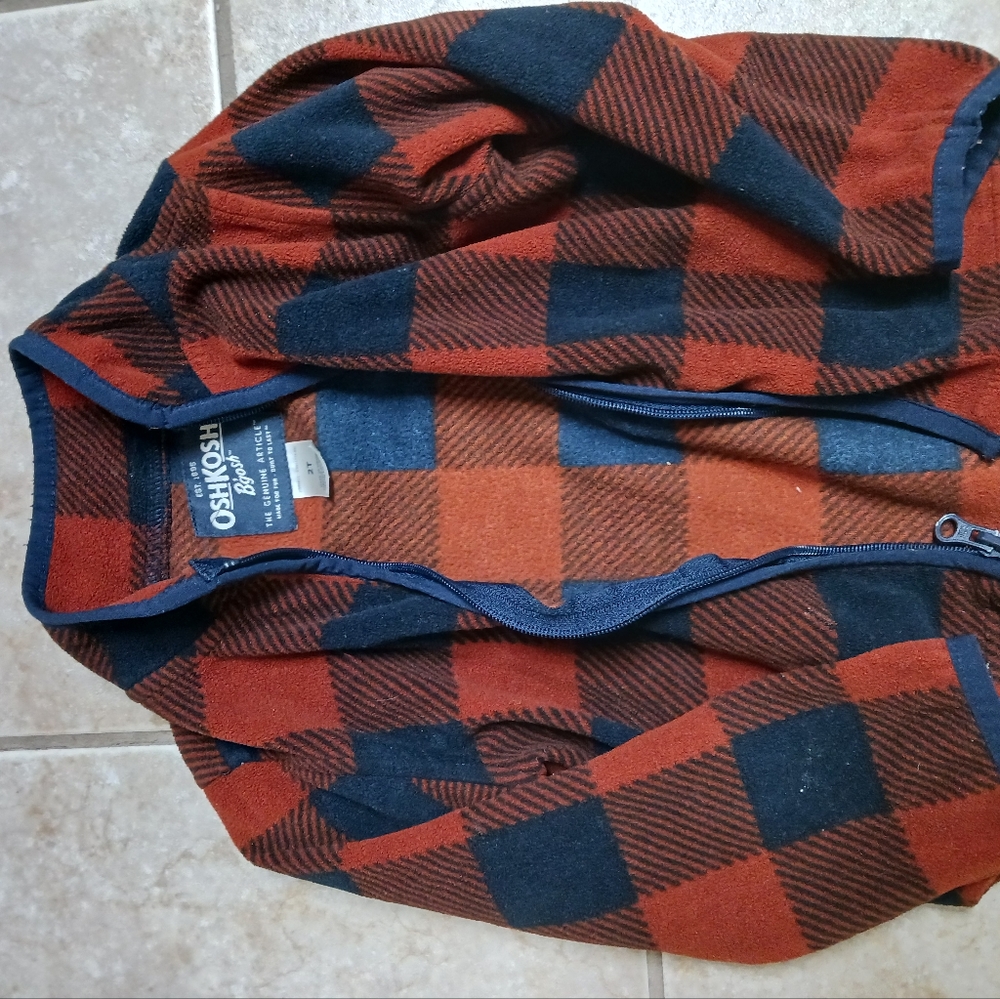 OshKosh little boys jacket. Red and blue plaid. Size 2T